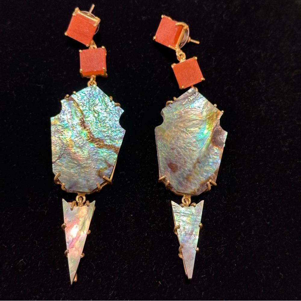 Abalone Carnelian Handmade Drop Dangle Earrings Jewelry
